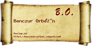 Benczur Orbán névjegykártya